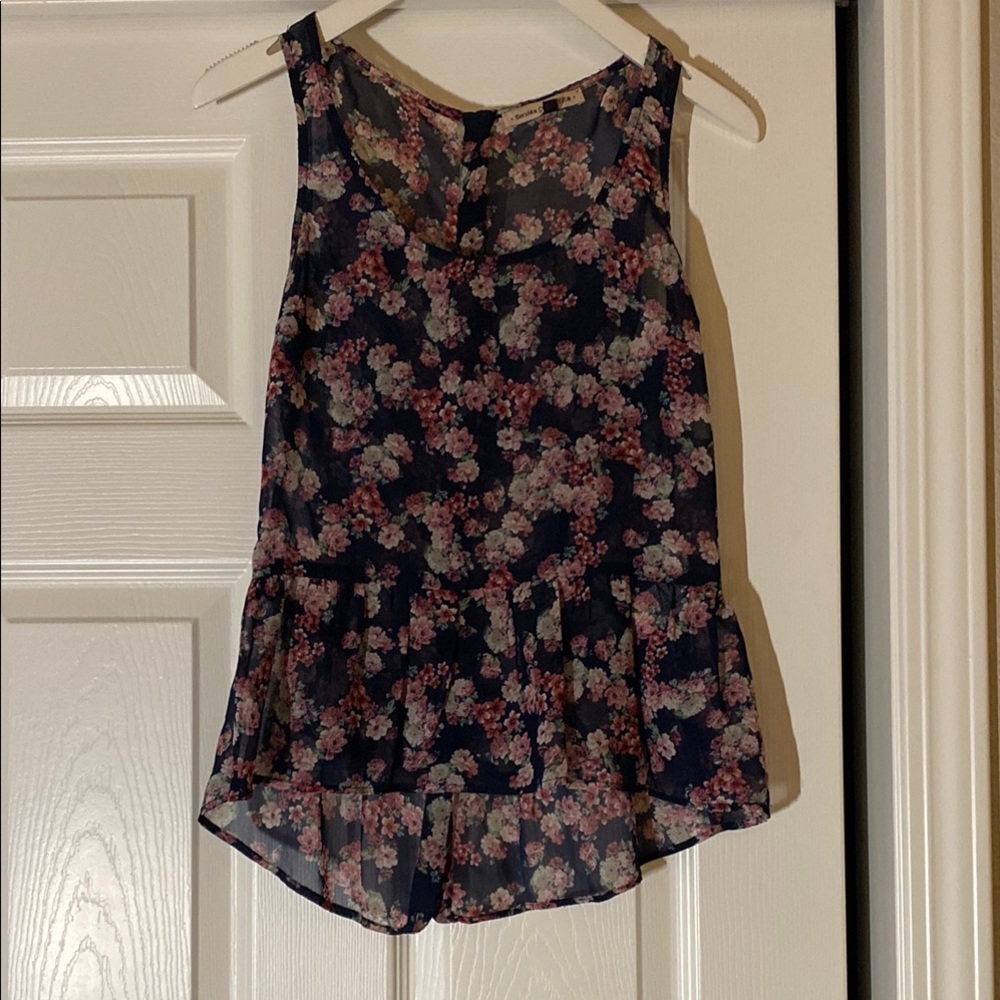 Bershka Floral Peplum Sleeveless Tank Top